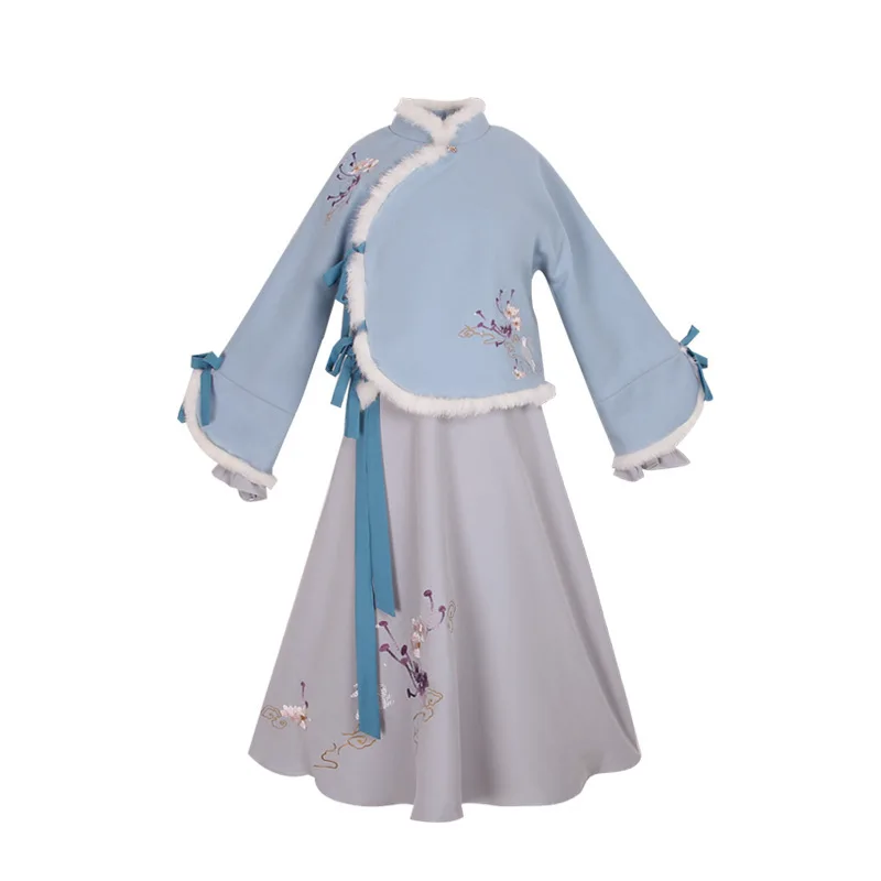 Вышитые танцевальные костюмы Hanfu Женское зимнее сказочное платье одежда для