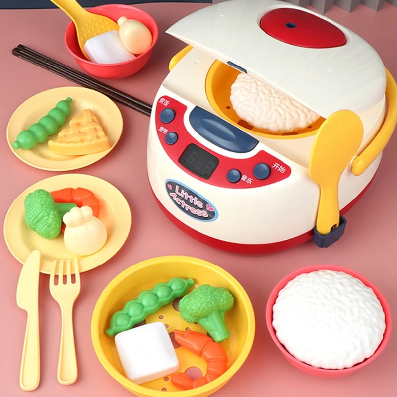

Spray Rice Cooker Light Music Simulation Cooking Kitchen Children's Household Appliances Toy Red/Blue
