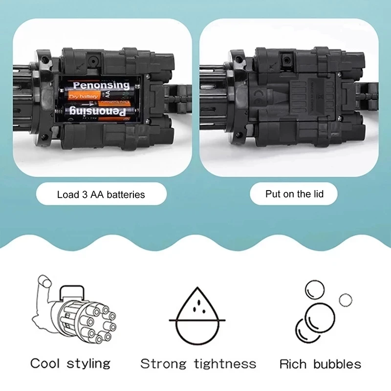 

Gatling Bubble Machine Gun Automatic Electric Bubble Gun Bubble Maker Toys 2-in-1 Electric Soap Water Electric Bubbles Machine