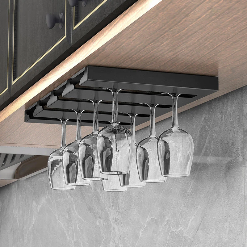 

Stainless Steel Kitchen Shelf Free Punching Wine Glass Storage Rack For Kitchen Organizer Wall Housekeeper Household Accessories
