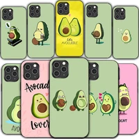 cartoon cute avocado phone case for iphone 13 12 mini 11 pro xs max x xr 5 6 7 8 plus tpu black soft shell protective sleeve