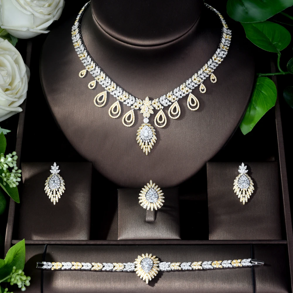 Женский комплект украшений hiневесты роскошные ювелирные изделия из двух тонов