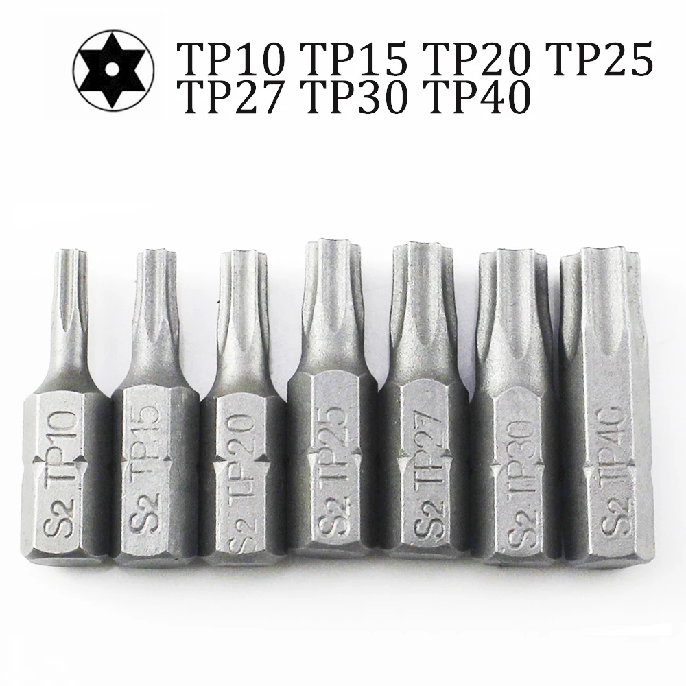 

10pcs/lot 25mm Torx Screwdriver Bits With Hole T10 T15 T20 T25 T27 T30 T40 1/4 Inch Hex Shank Electric Screw Driver Star Bit Set