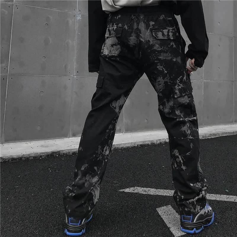 Темные иконы несколько карманов хип-хоп штаны Мужские из саржевого хлопка для