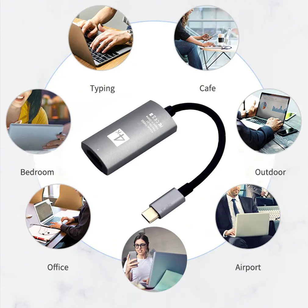 Адаптер-концентратор 4K Type-C на HDMI для любого ТВ или экрана дисплея USB USB-адаптер