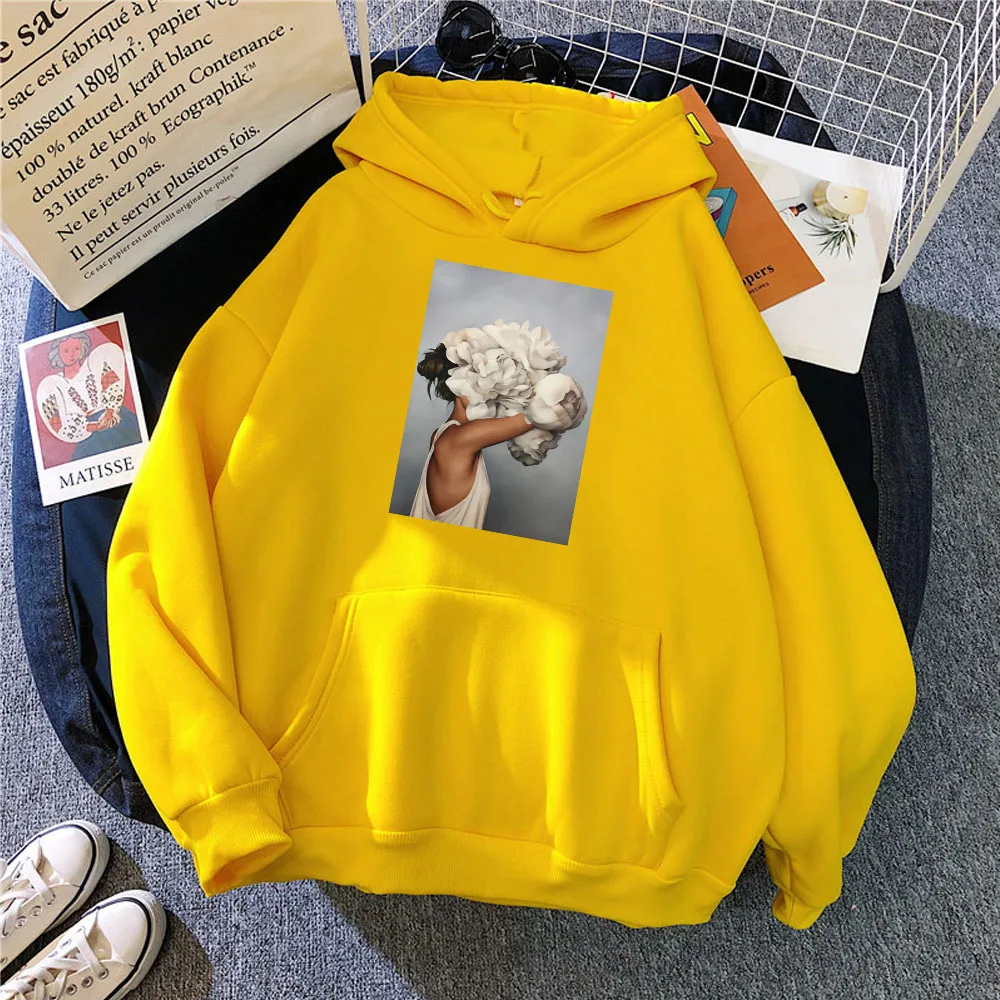 

Artistic Women Print Hoodies Women Clothing Bottoming Long Sleeve Tops Loose Pocket Sweatshirt Girl Casual Pullover Fall Spring