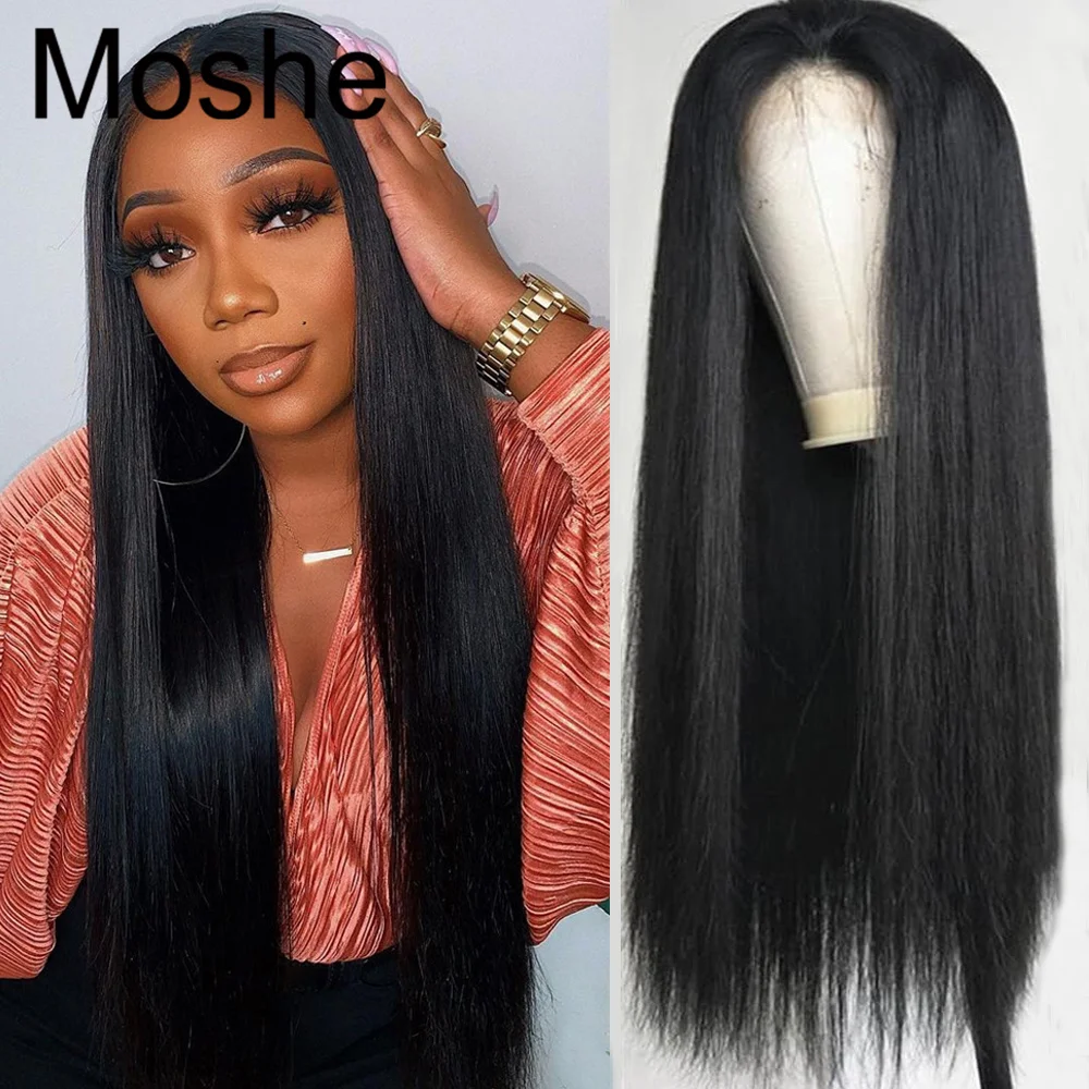 Moshe прямые человеческие волосы фронтальные парики на сетке HD прозрачный парик с