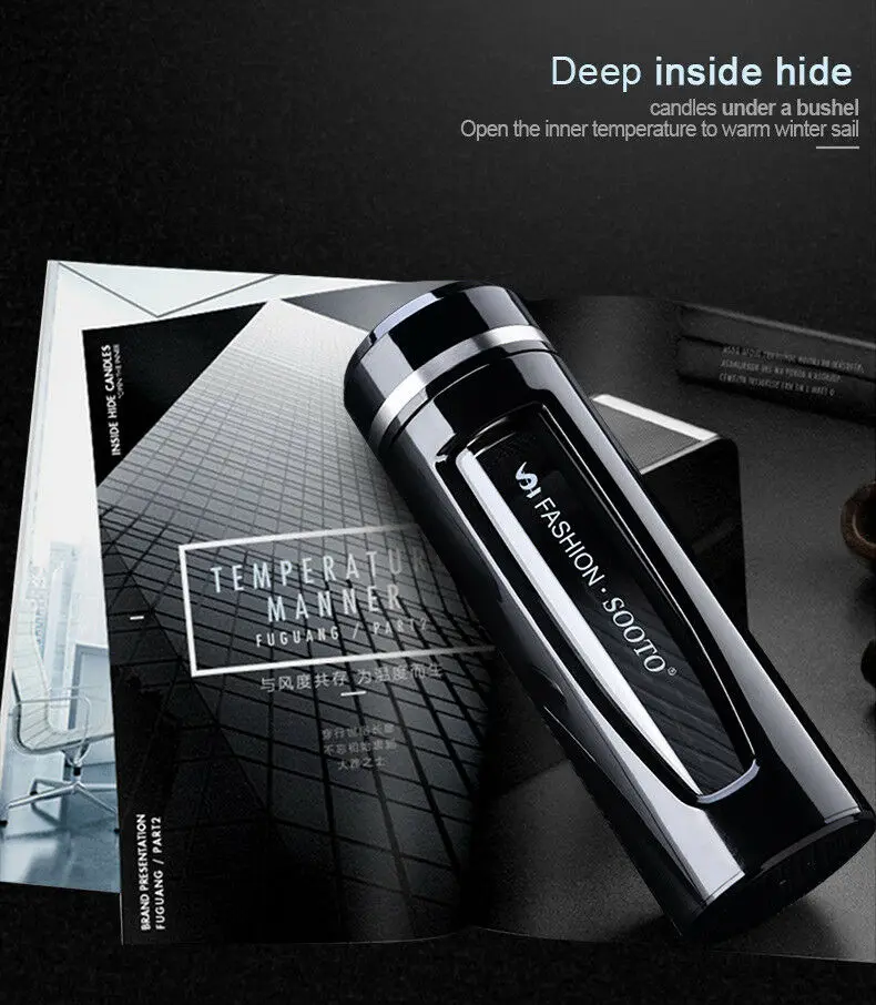 

400ML Glass Anti falling Vacuum Thermos Coffee Travel Mug Drink Cup