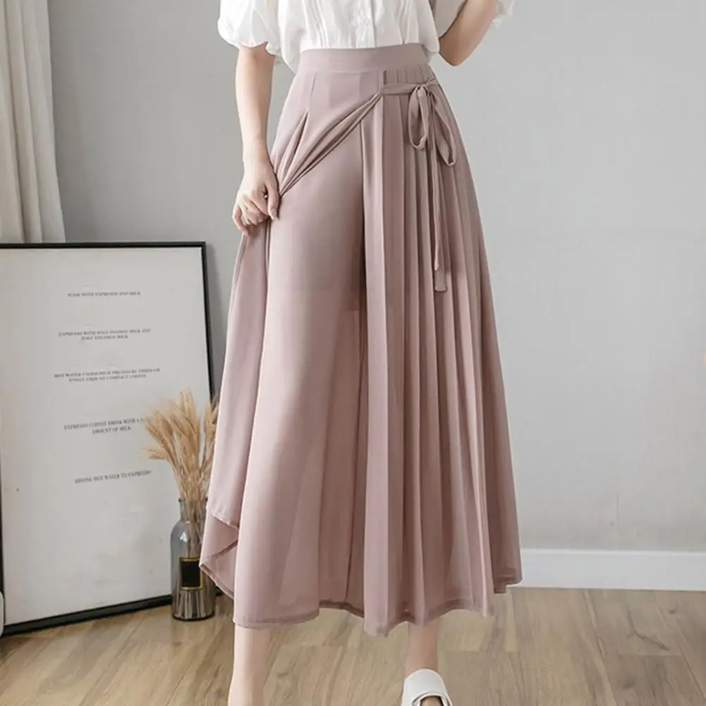 Женские шифоновые плиссированные брюки hakama повседневные большого размера с