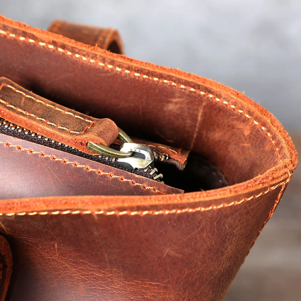Coffee Leather Tote Bag | Aurora™