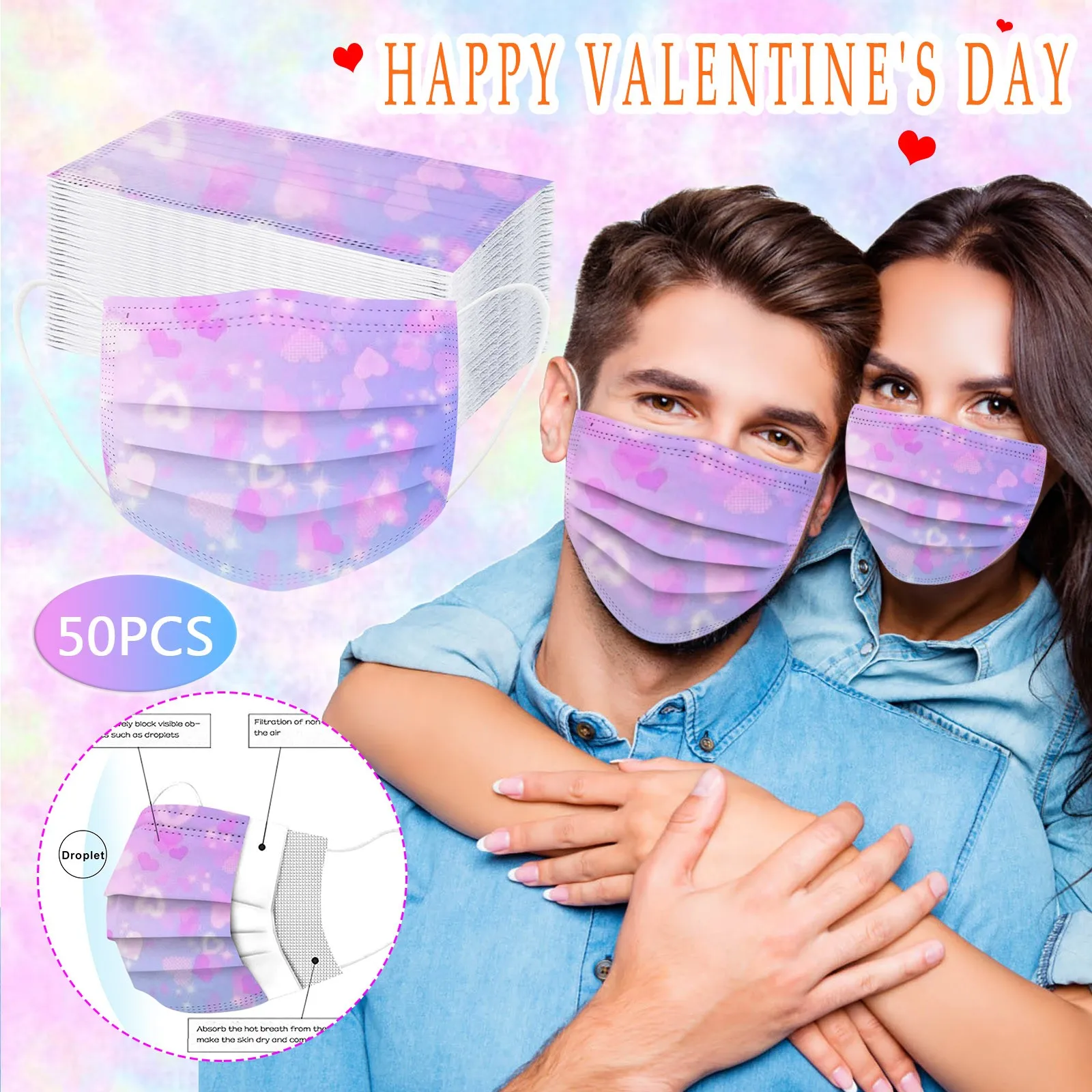 50 шт в наборе Бесплатная доставка взрослых женщин маска любовь Счастливый День