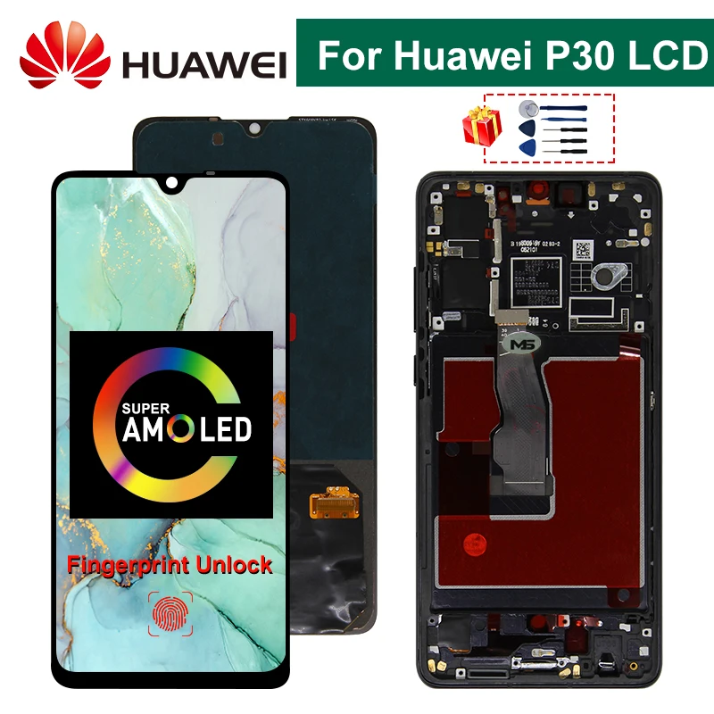 SUPER AMOLED для HUAWEI P30 ЖК ELE-L29 ELE-L09 ELE-AL00 ЖК-дисплей сенсорный экран дигитайзер Замена