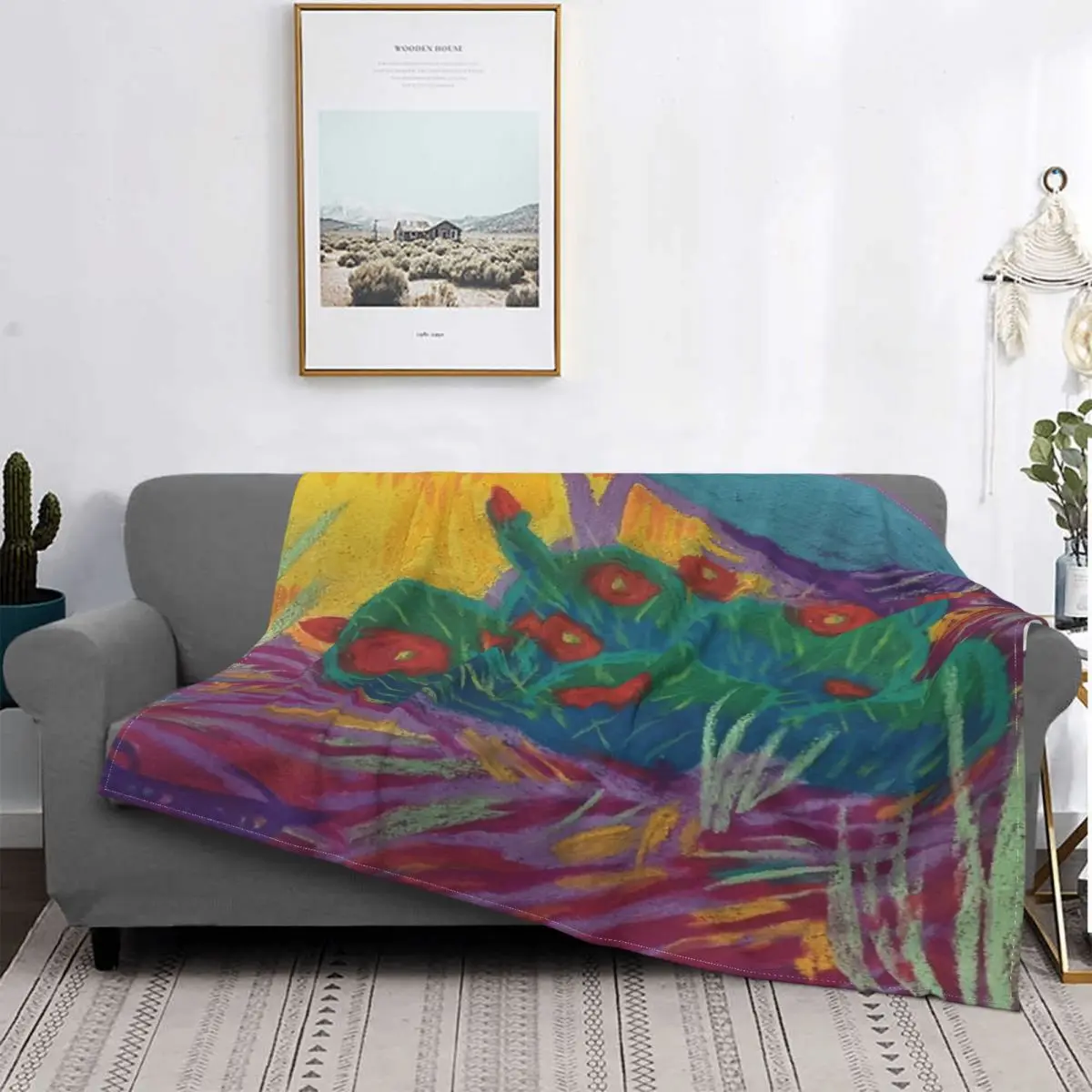 

Manta de flores de Cactus, colcha de cama a cuadros, ropa de cama, manta Kawaii, pickick