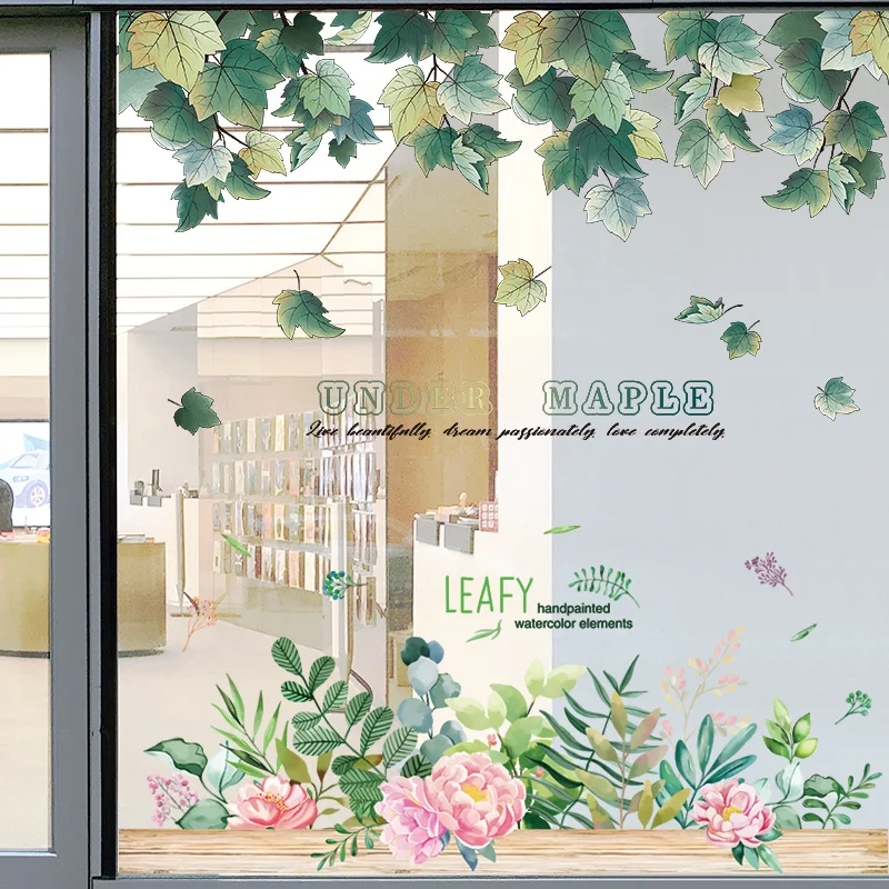 

Maple Leaves Wall Stickers Vinyl DIY Flower Grass Wall Decals for Living Room Bedroom Nursery Kitchen Home Decoration