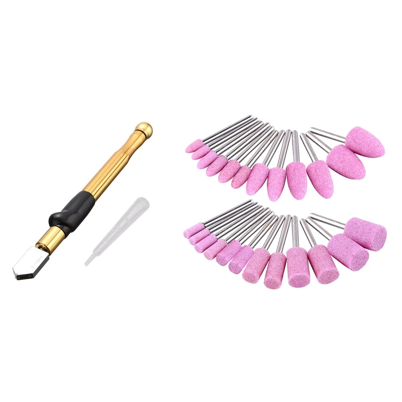 

1 Set Glass Cutter Tool 2-19Mm Automatic Oiling Professional Cutter & 72 Pcs Mounted Points Abrasive Stone Heads Set