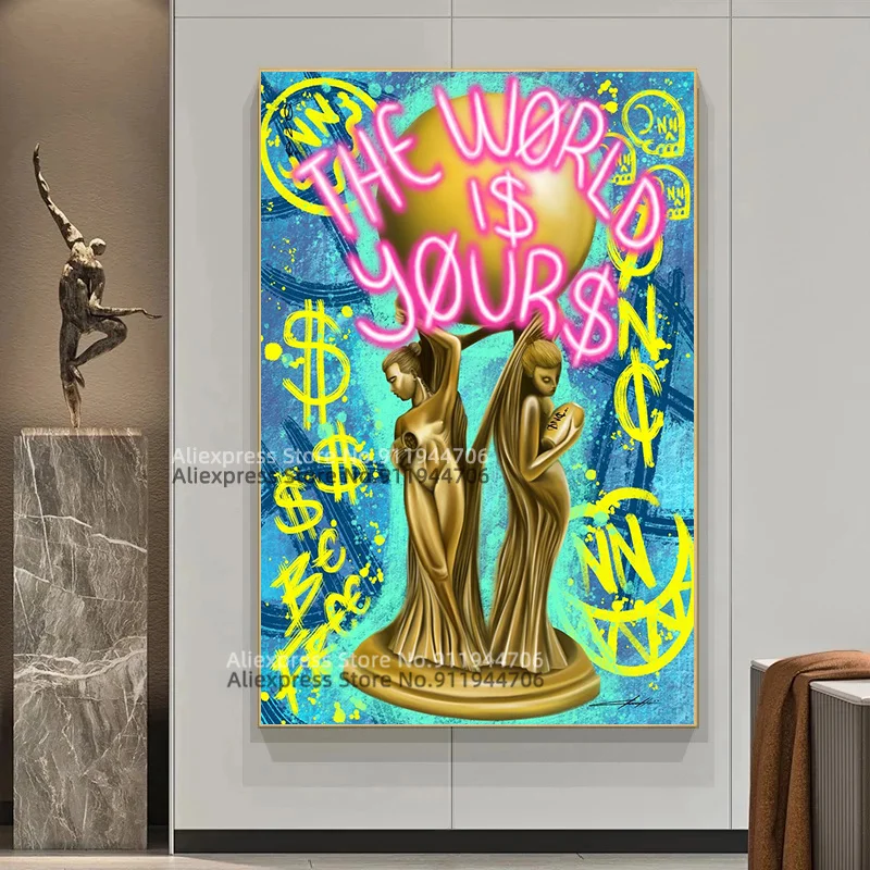 Уличная живопись Абстрактное Искусство Холст Плакаты и принты граффити мир ваш