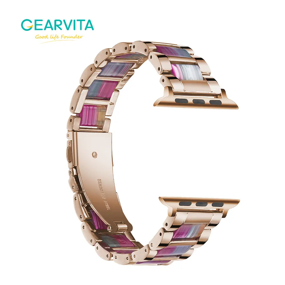 

Resin Steel strap For Apple Watch 42mm band iWatch Series 40mm Wrist watch Accessories 38mm bracelet 44MM Replacement Watchband