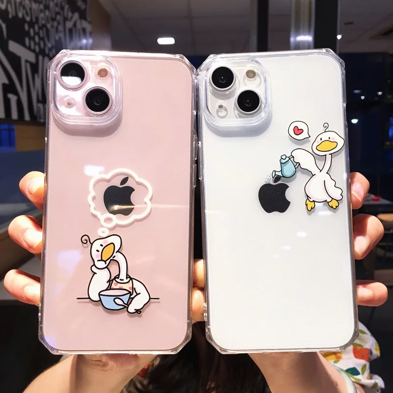 Чехол для телефона iPhone 13 12 11 Pro Max X XR XSMax 7 8 Plus стильный веселый прозрачный мягкий