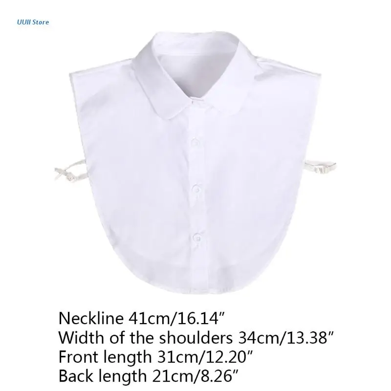 

Women Decorative Cotton False Collar Solid Color Button Lapel Half Shirt Dickey