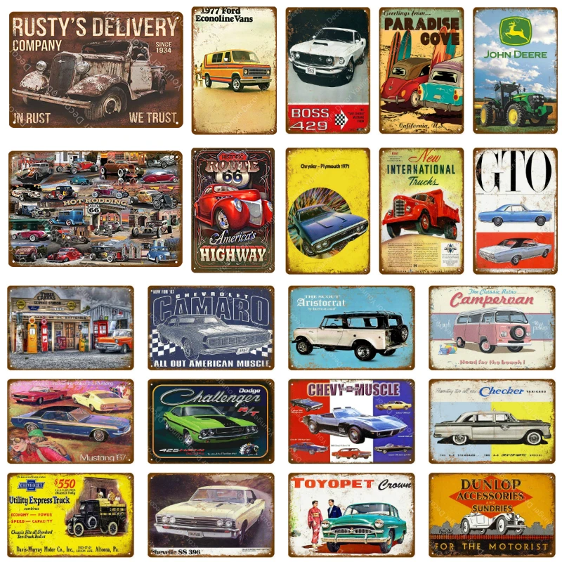 

Classic SUV Sports Car Metal Tin Signs And Posters Wall Sticker Art Painting Plaque For Pub Bar Garage Living Room Home Decor
