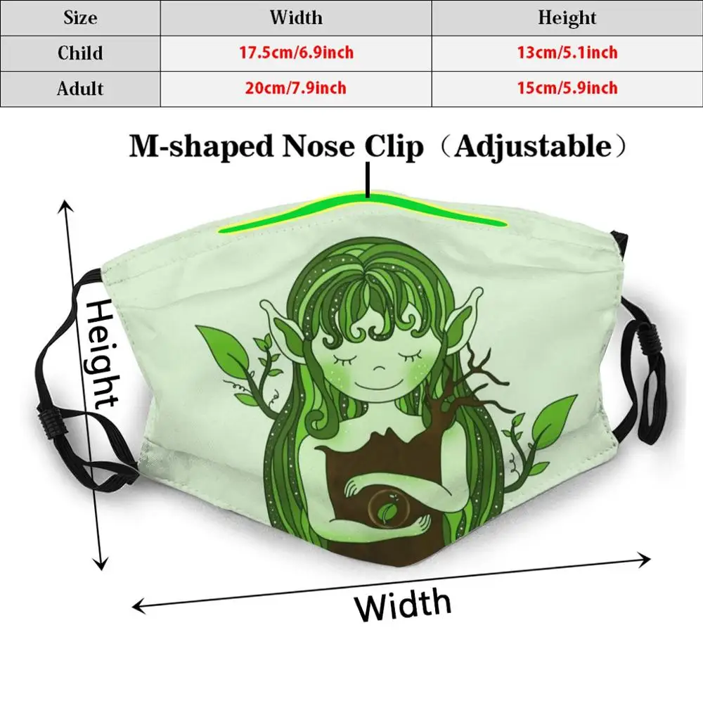 Маска для лица многоразовая с фильтром Pm2.5 и забавным принтом древесная