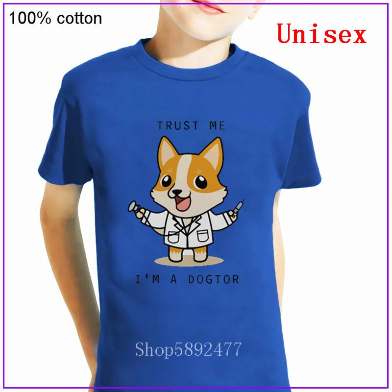 Детская футболка с надписью Trust me i am a dogtor I Love my Welsh Corgi doctor топы для мальчиков