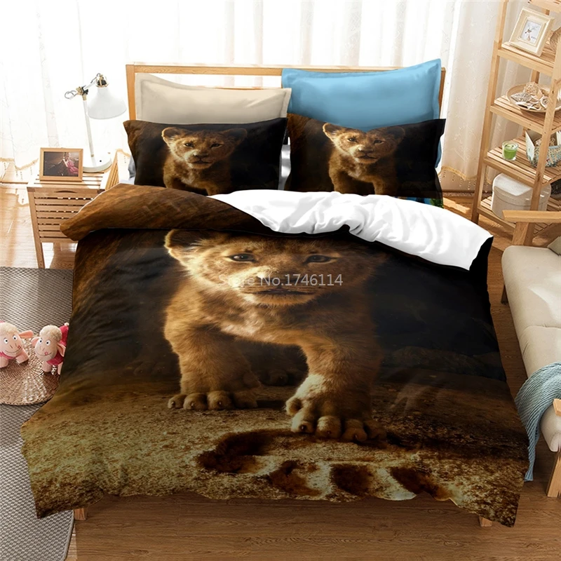

3D Cartoon The Lion King Simba Printed Bedding Set Duvet Cover Set Comfortable Bedclothes Home Textile for Children Kids Adults