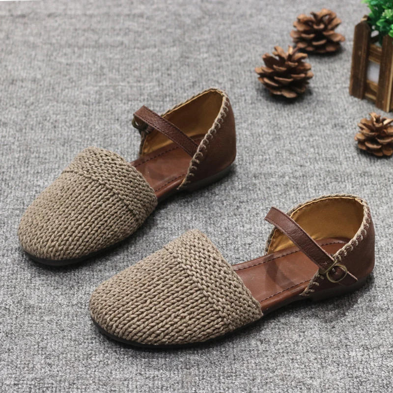 

2020 Summer Autumn Casual Handmade Linen Shoes Genius Leather Inside Comfort Soft Breathable Classic Female Ankle Strap Shoes Tr