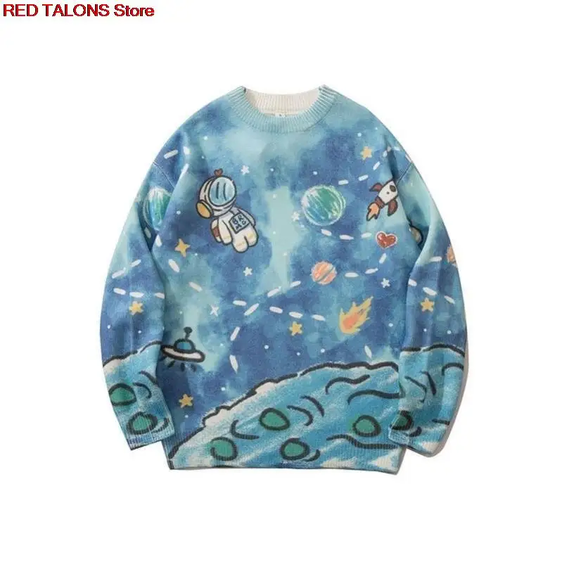 Модная уличная одежда новинка осень-зима вязаный пуловер с принтом космонавта