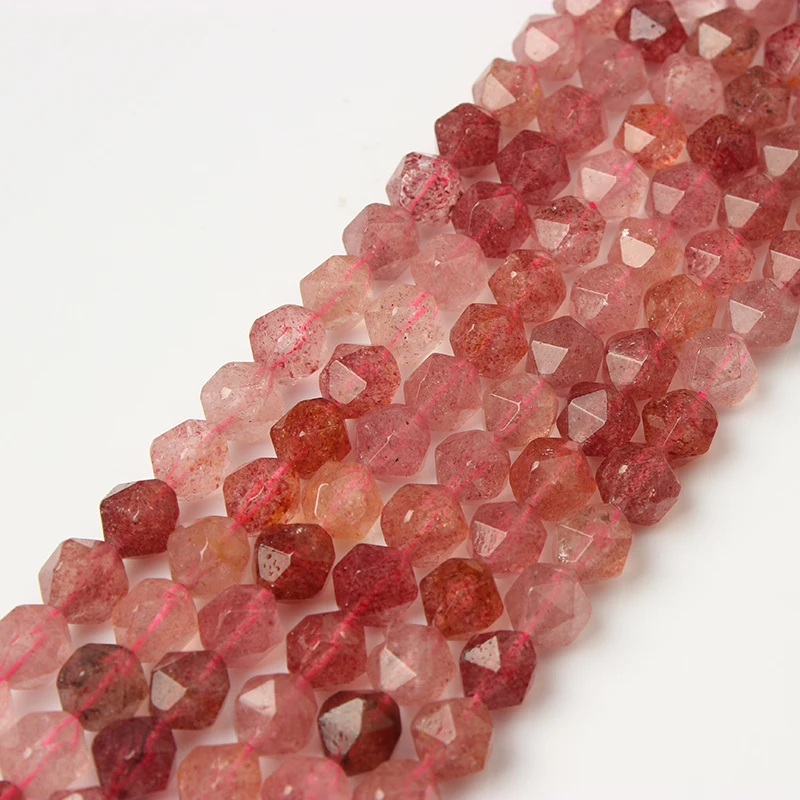 8mm Fashion Natural Jewelry Faceted Strawberry Quartz Loose Beads Fit For DIY Bracelet Necklace Earrings Accessories | Украшения и