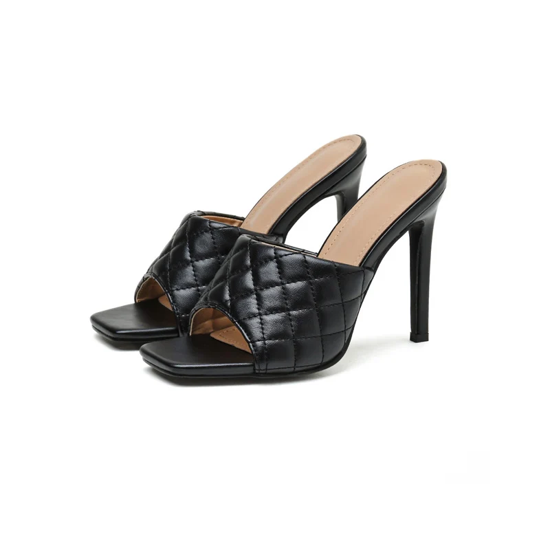 

2021 European And American New Fashion Ladies High-Heeled Sandals Stitched Diamond High-Heeled Sandals And Slippers