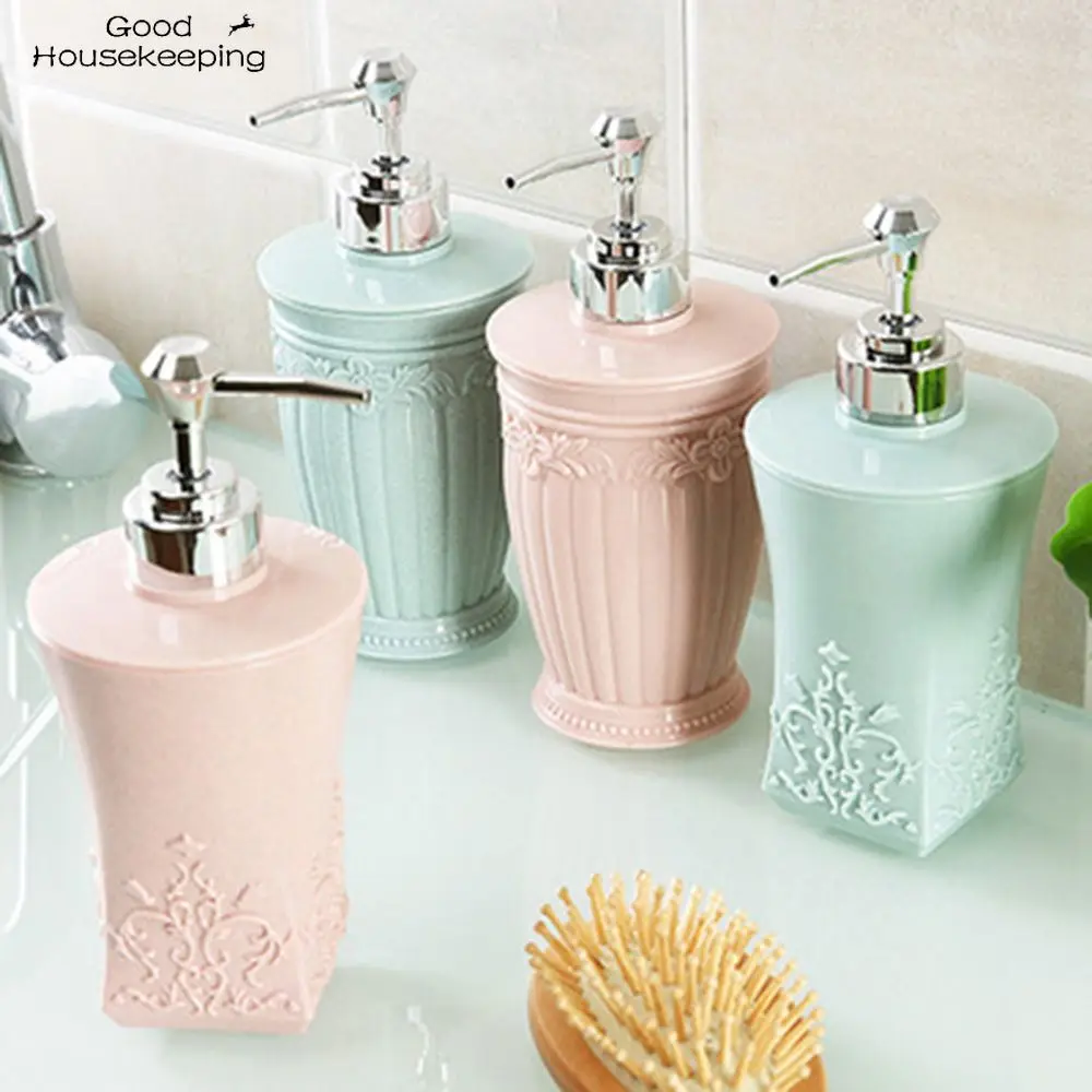 

Диспенсер жидкого мыла 400 мл, резной пластиковый многоразовый распределитель жидкого мыла, набор для ванной комнаты, аксессуары для ванной ...
