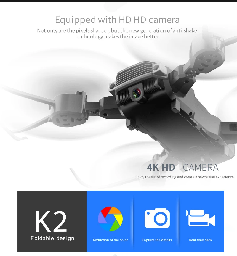 2020 Newest Foldable Drone 4K With HD Camera WIFI 1080P Dual Follow Me Quadcopter FPV Professional Toy | Электроника