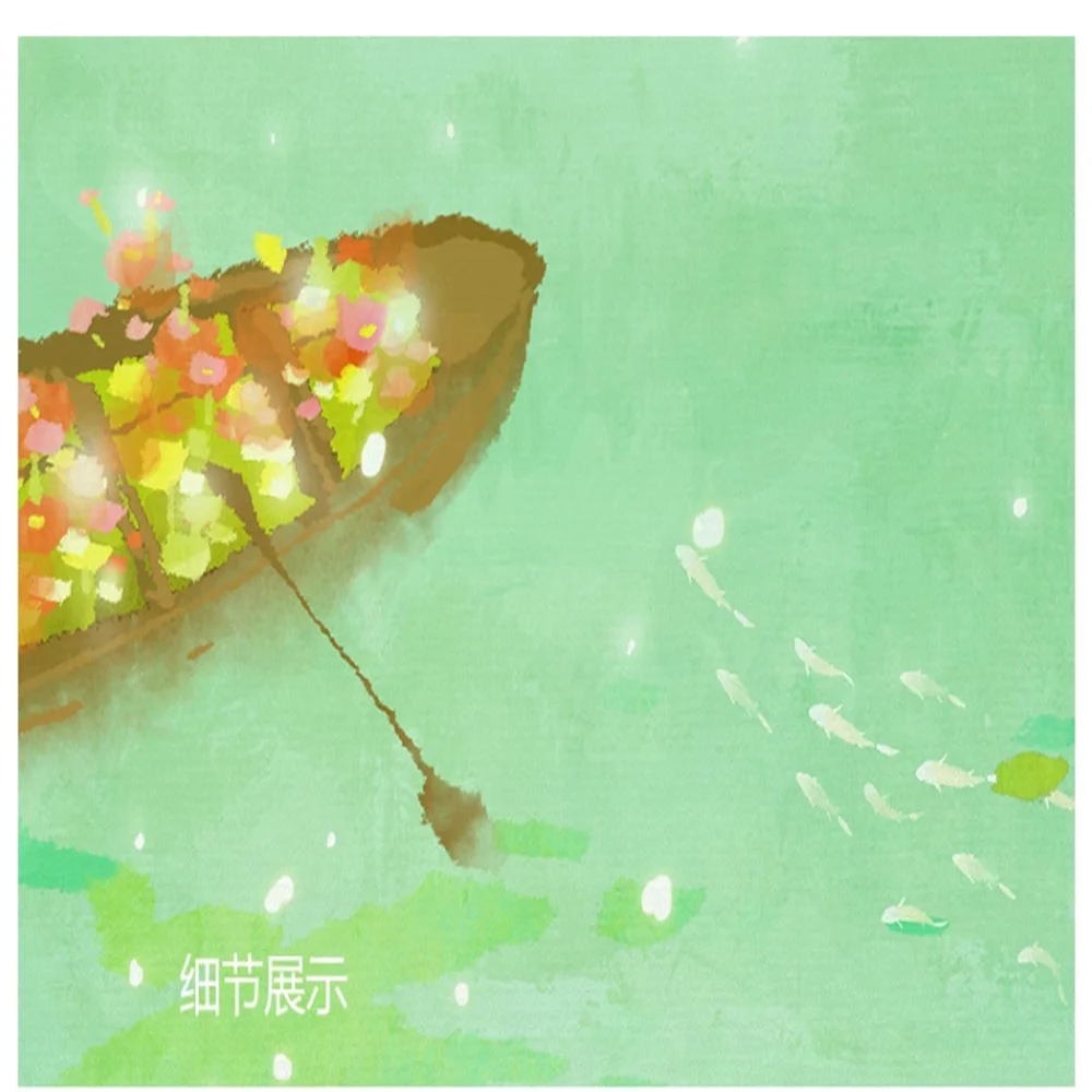 Большие Настенные обои на заказ свежий зеленый мультяшный слон акварель лодка