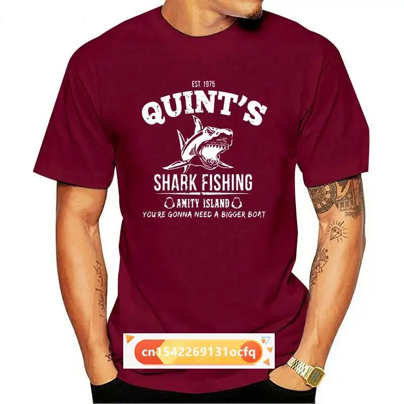 

Black Est 1975 Quint S Shark Fishing Amity Island You Tops Tee T Shirt 100% Cotton Humorous Cotton T-Shirt