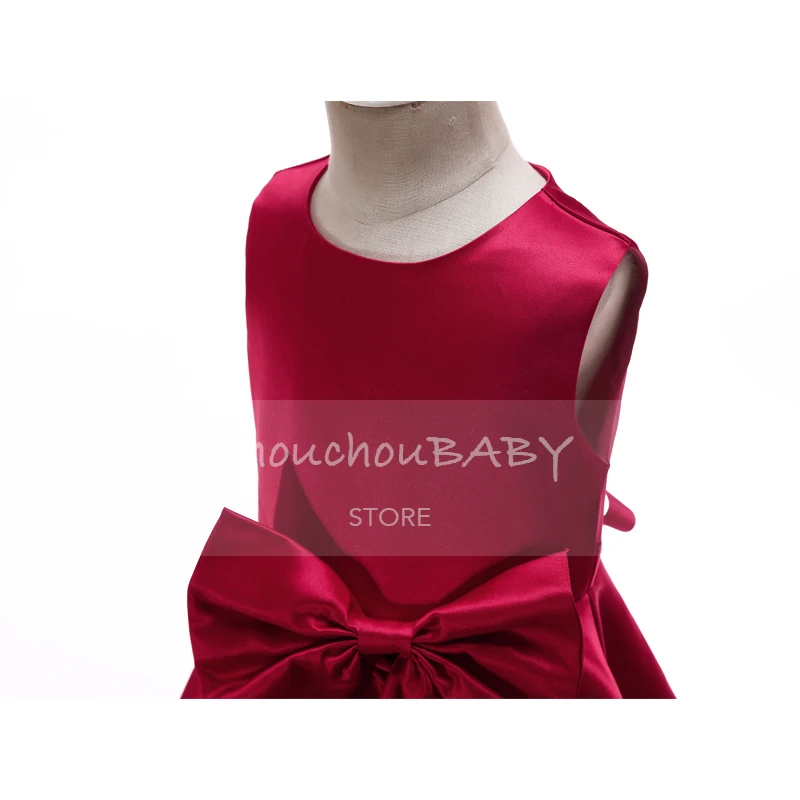 Petit Camelia/однотонное платье принцессы с круглым вырезом, бантом и рюшами; платья для маленьких девочек; Детский костюм; детская одежда для девочек на день рождения