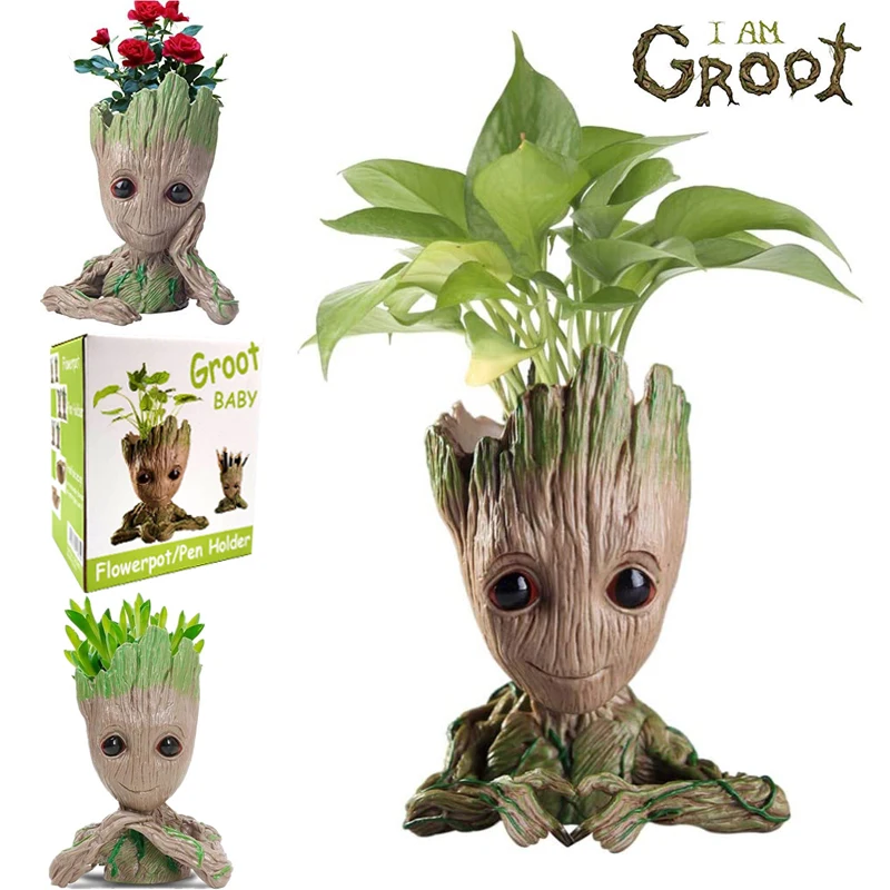 Новинка кашпо Грут горшок бонсай игрушка в виде дерева Милая модель для сада