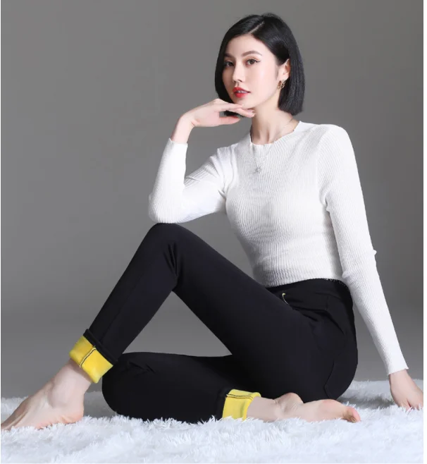 

Теплые зимние леггинсы, женские теплые бархатные брюки, леггинсы с высокой талией, тонкие плотные леггинсы, зимние брюки для женщин, большой...