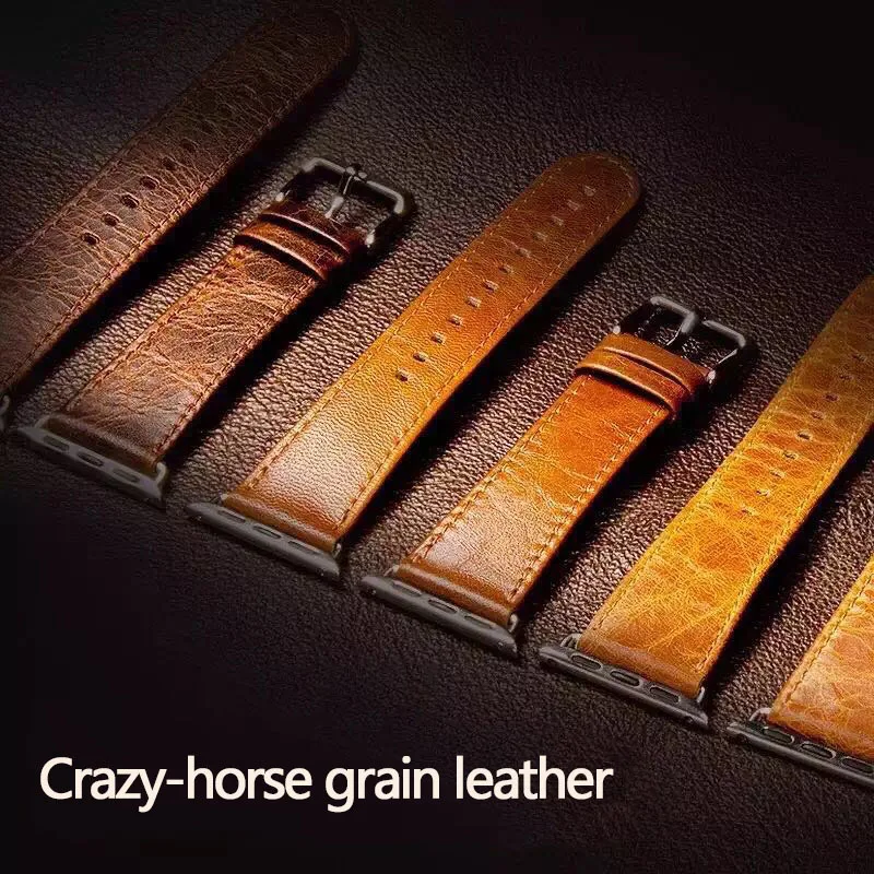 FOHUAS Crazy-horse из натуральной кожи ремешок для часов браслет для apple watch 38мм/42 мм кофейный коричневый