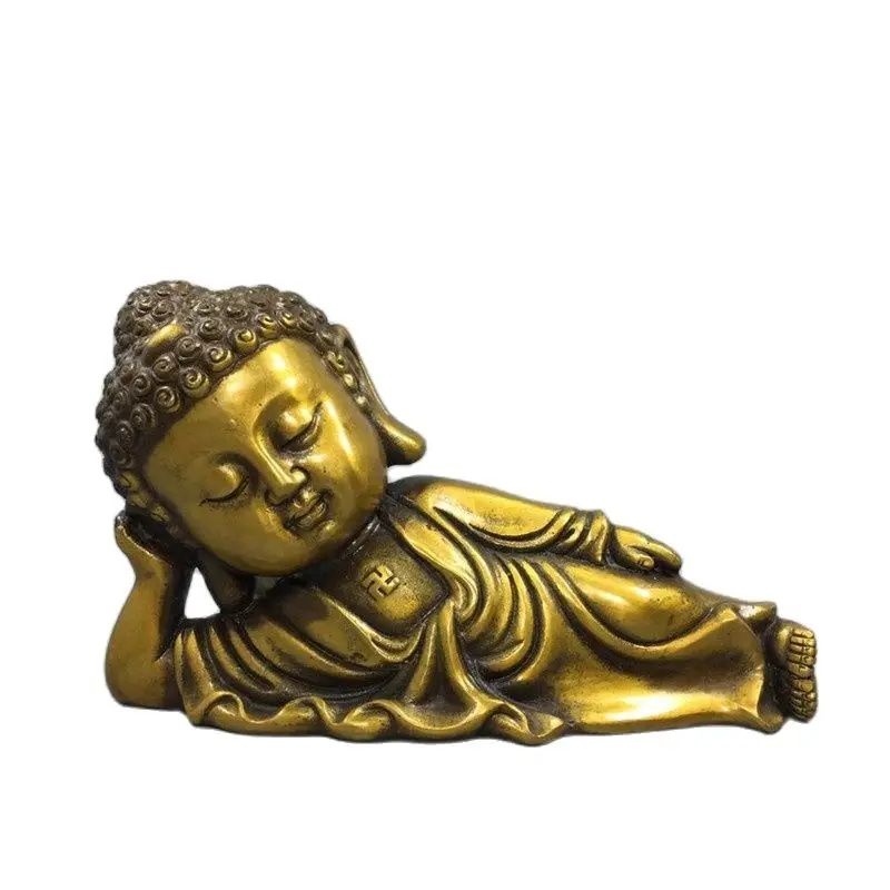 Китайская медная коллекция из чистой меди спящий Будда | Дом и сад