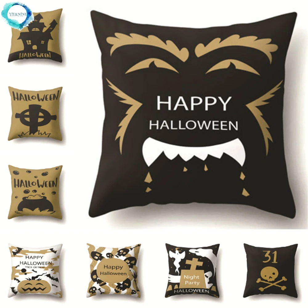 

Halloween Pumpkin Ghost Decorative Pillow Cover Sofa Polyester Pillowcase Couch Cushion Cover Home Decor 45X45CM Fundas De Cojin