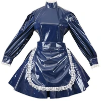 new maid pvc sissy mini dress dressing table custom skirt