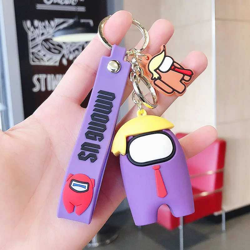 

Cute Cartoon Among us Key Ring Creative Space Werewolf Killing Car Doll Pendant Custom Key Hanging Buckle