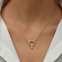ywzixln 2021 trend elegant jewelry circle snake pendant necklace golden color unquie women fashion necklace wholesale n0279