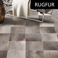grey plaid industrial style high grade patchwork cowhide rug living room bedroom luxury villa floor mat