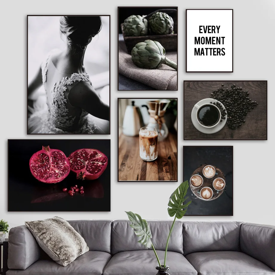 

Wall Art Canvas Painting Woman Pomegranate Coffee Quotes Nordic andPosters Prints Wall Pictures For Living Room Home Decoration