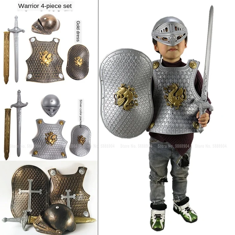 Детский военный римский солдат Броня тактический жилет шлем щит меч детские