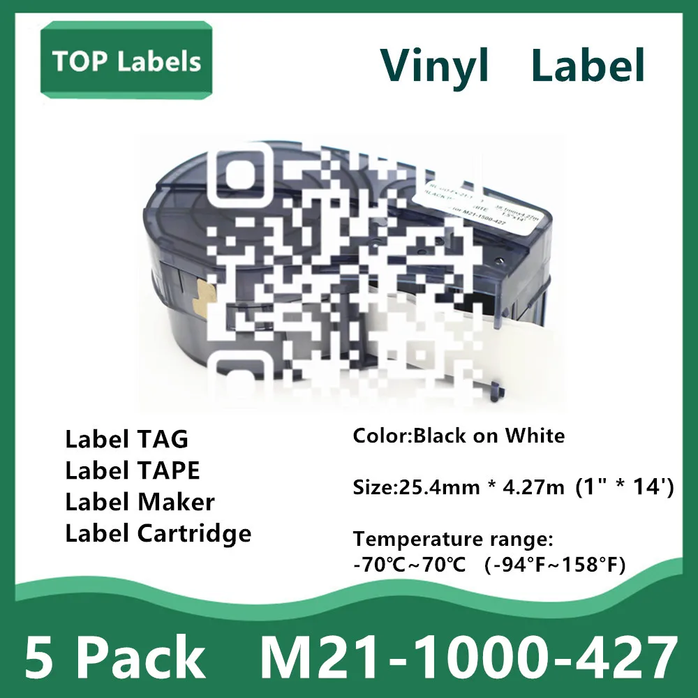

5 Pack High Label M21 1000 427 Labels TAPE BMP21-PLUS BMP21-LAB Printer Control Panels,Electrical Panels,Datacom TAG 1" * 14‘’