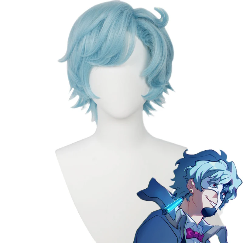 

Game Genshin Impact II Dotorre Blue Short Wig Cosplay Costume Heat Resistant Synthetic Hair II Doctor Carnival Party Wigs