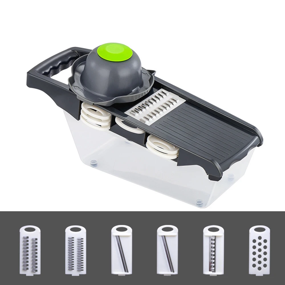Мандолина для кухни Slicer овощерезка с Нержавеющая сталь лезвия руководство Картофелечистка морковь терка для сыра Dicer Кухня режущего инструмента - Цвет: Battleship Gray A